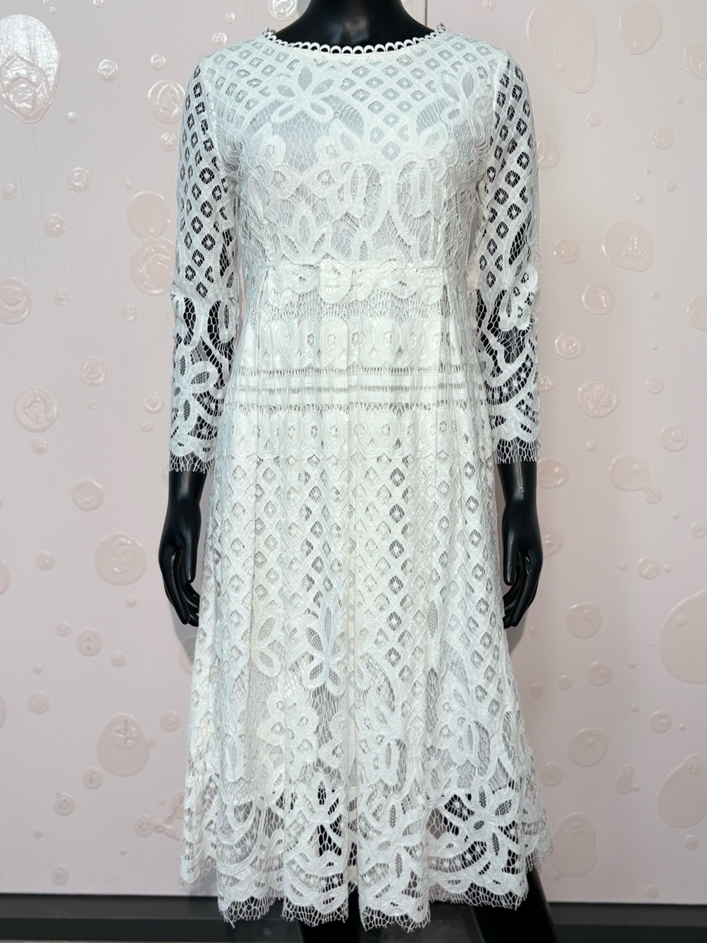 NWT Tendency White Crochet Lace Midi Dress - Size S / EU 36